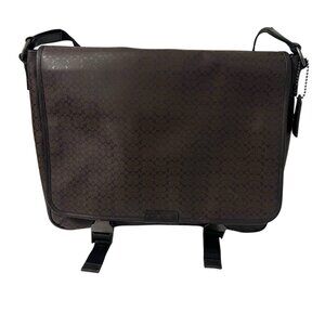 Coach Heritage Signature Black Unisex Messenger Bag F70809 Hangtag PVC Leather